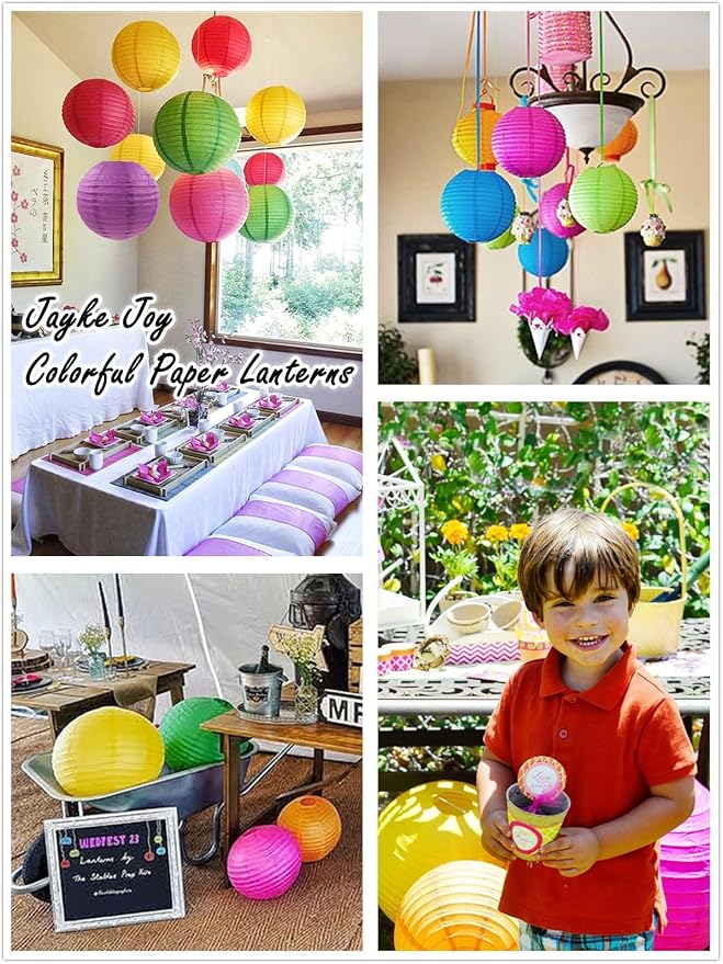 16pcs Mixed Size Colorful Paper Lanterns - Image 3