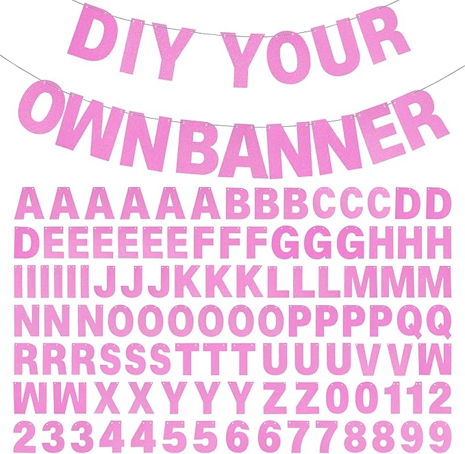 DIY Banner Kit with Letters Glitter Pink Customizable Birthday Graduation by mifengda