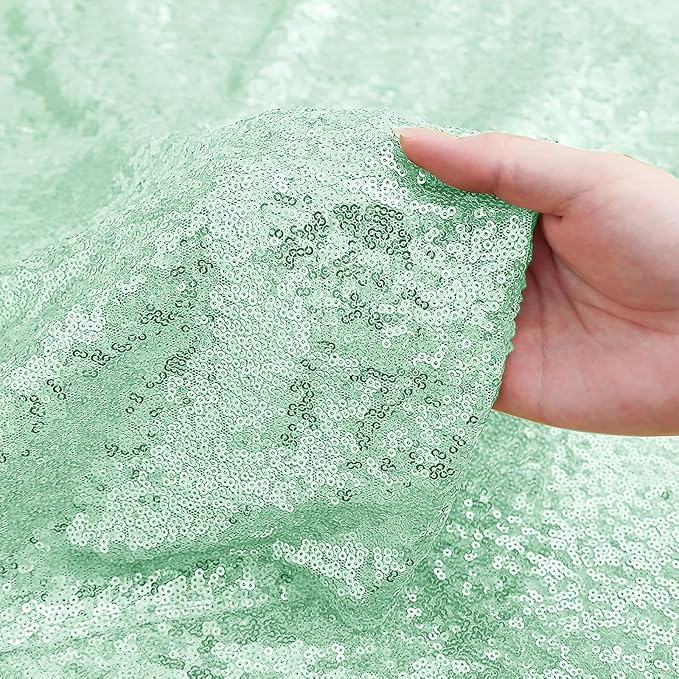 Sugargirl Mint Green Sequin Backdrop Curtain 4FTx8FT Glitter Mint Green - Image 5