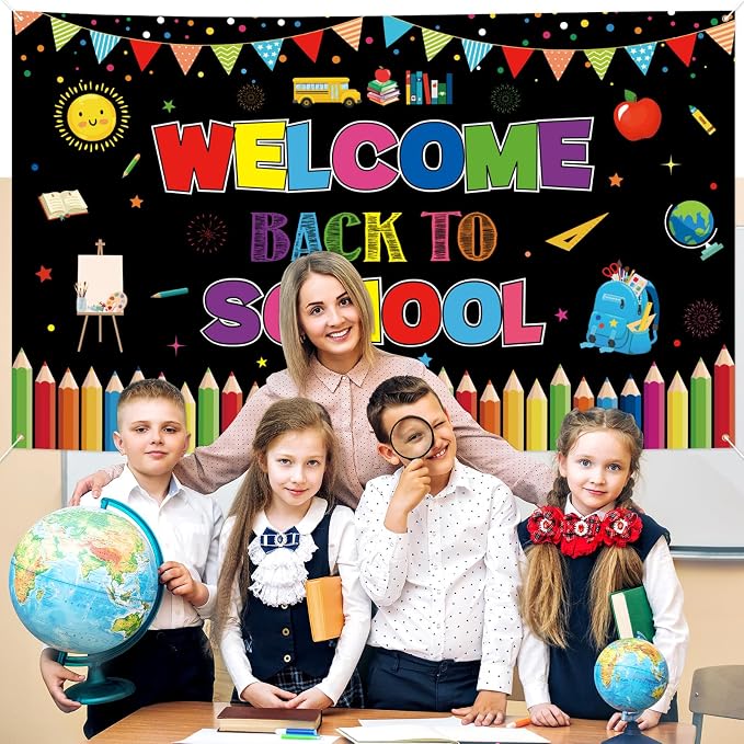 Welcome Back to School Banner Backdrop, 72.8" x 43.3" Back to School Party - Image 2