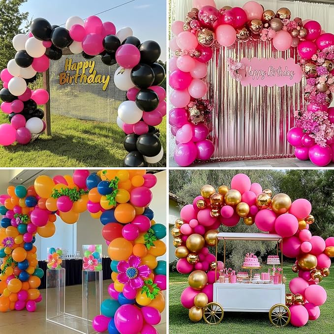 RUBFAC Hot Pink Balloons Different Sizes 105pcs 5/10/12/18 Inch - Image 7