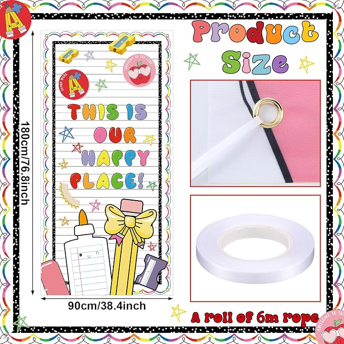 HunnmingRe Composition Notebooks Line Classroom Decor First Day of School Door - Image 2