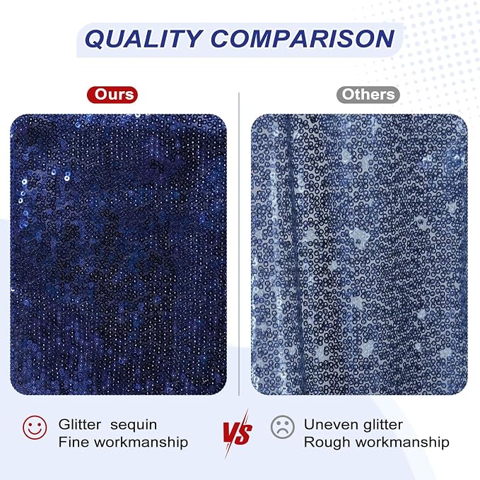 PartyDelight Navy Blue Sequin Backdrop 6x8ft Sparkly Photo Curtain | 4 Inch Rod - Image 3