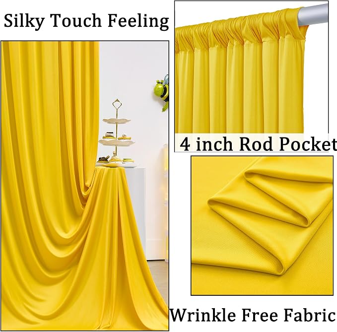 40ftx10ft Wrinkle Free Yellow Backdrop Curtains - Image 2