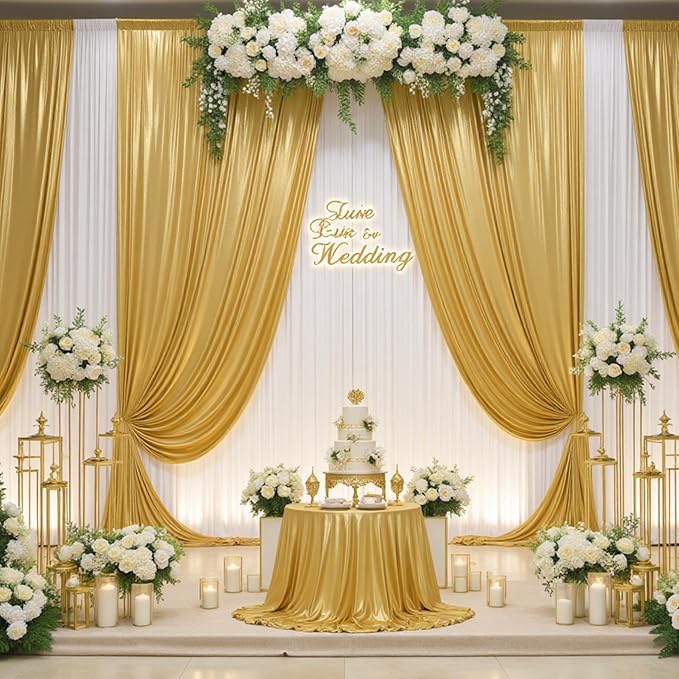 40ftx10ft Gold Sequin Backdrop Curtain Panels for Parties, Wrinkle Free Glitter Photo Backdrop Drapes 8 Panels 5x10FT Back Drop Cloth Shiny Fabric for Wedding Birthday Christmas Photography Background