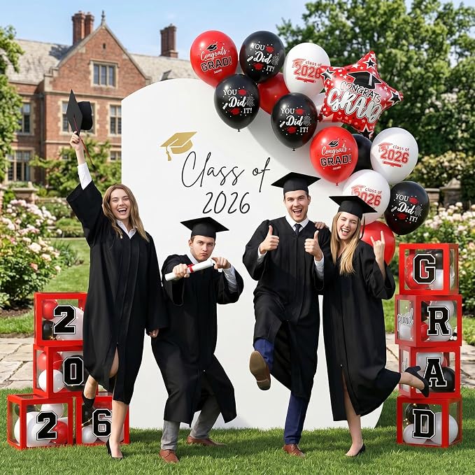 Graduation Decorations Class of 2026-Red and Black Graduation Party - Image 8