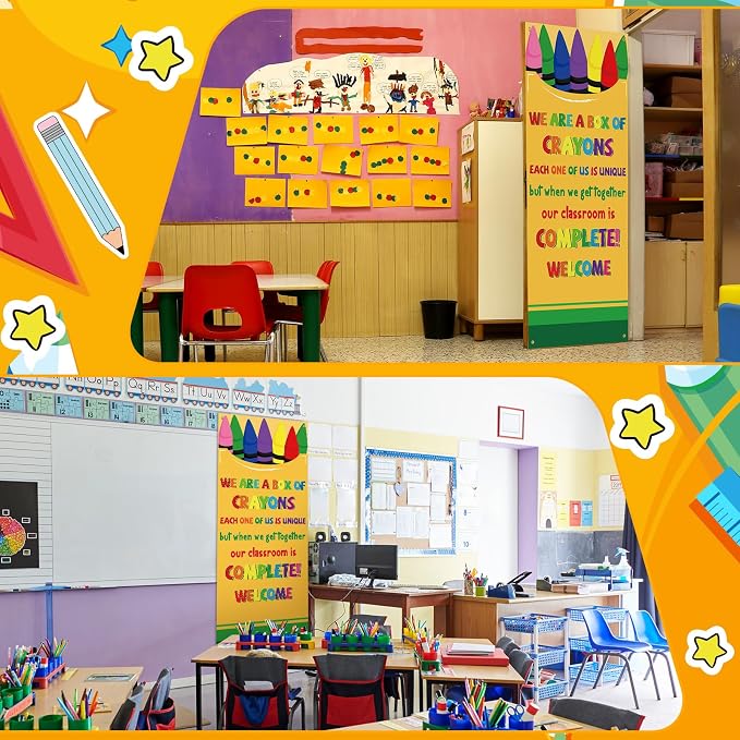 HunnmingRe Crayon Themed Classroom Decor Crayon Banner Door Cover First Day of - Image 5
