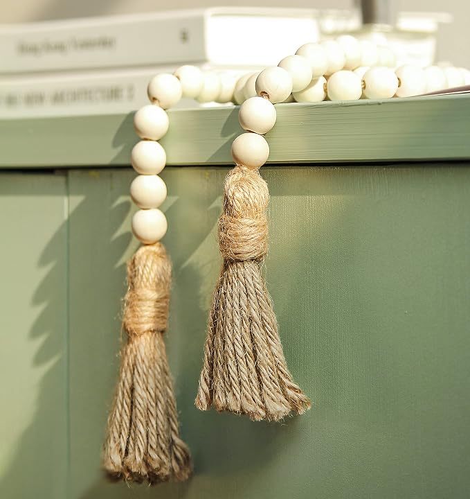 Meplait 39in Wood Bead Garland, Farmhouse Beads - Image 5