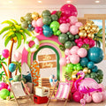146Pcs Tropical Flamingo Balloon Arch Garland Kit, Hot Pink Dark Green Light by Woaipati