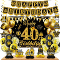 Mxdfafa 39Pcs Black Gold Glitter 40th Birthday Decorations Kit, 40th Bday Party by Mxdfafa