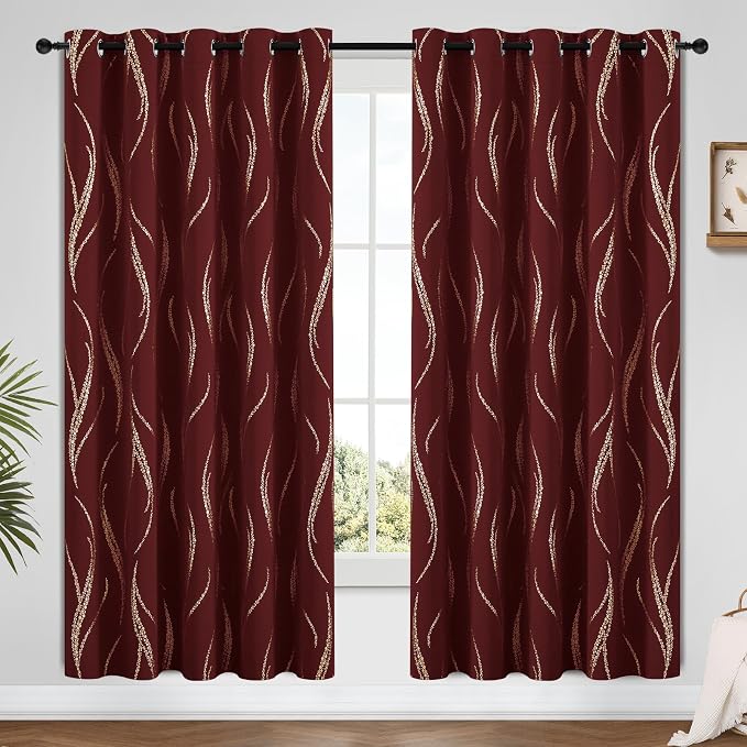 Yakamok Burgundy Blackout Curtains - Image 2