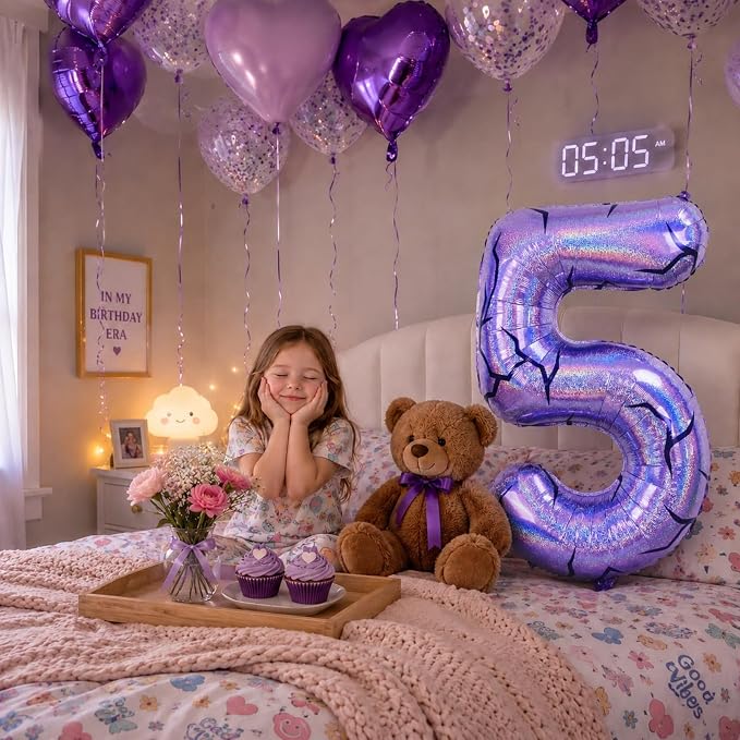 40 Inch Purple Kpop Number 5 Balloon - Image 6