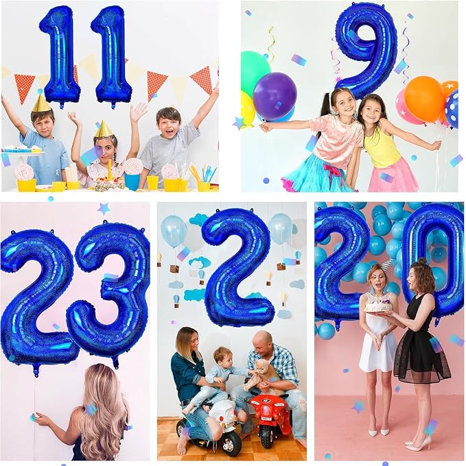 40 inch Navy Blue Number Balloon Dark Blue 8 Balloons Giant Foil Helium - Image 7
