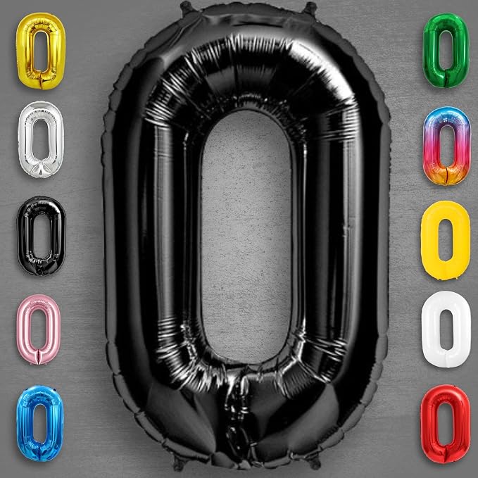 Black Number Balloon 0 Mylar Foil Balloons 40 inch - Image 2