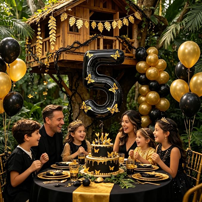 40 Inch Black Number 5 Balloon - Image 3