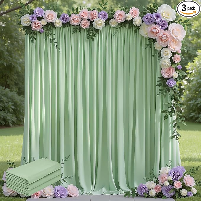 Sage Green Backdrop Curtain Drapes by Wokceer