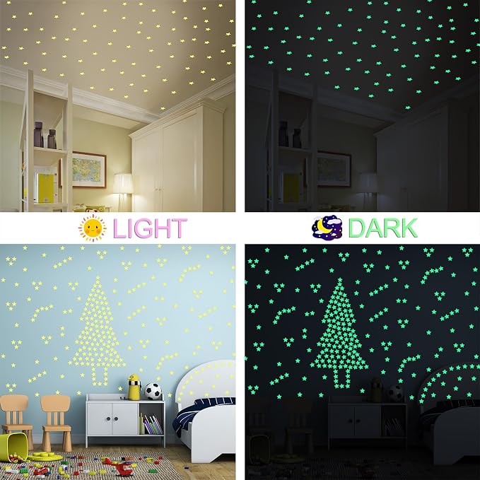 AM AMAONM 100pcs Glow in The Dark Luminous Stars Fluorescent Noctilucent - Image 6