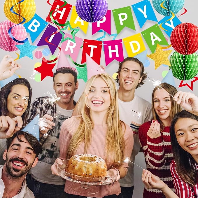 Rouceyxin Birthday Decorations, Colorful Happy Birthday Banner - Image 6