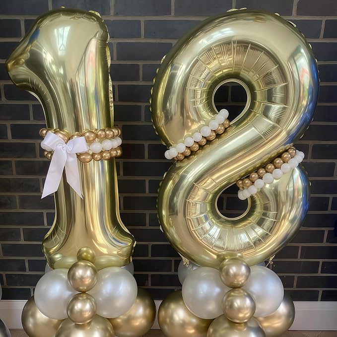 Champagne Gold 3 Balloon, 40 Inch Light Gold Number 3 Balloon Big Foil Mylar - Image 6