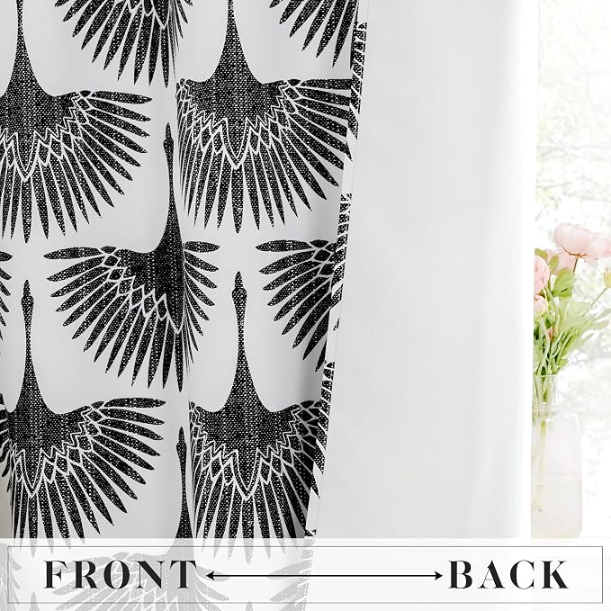 KGORGE Blackout Curtains Bird Pattern Black 52" x 72" 2 Panels - Image 3