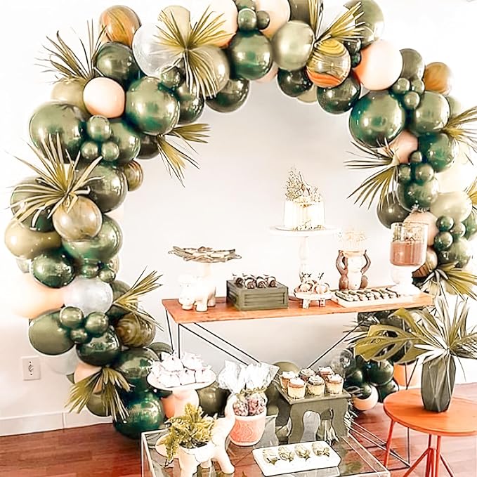 PartyWoo Metallic Green Balloons 50pcs Metallic Sage Olive Green Boho Color | - Image 5