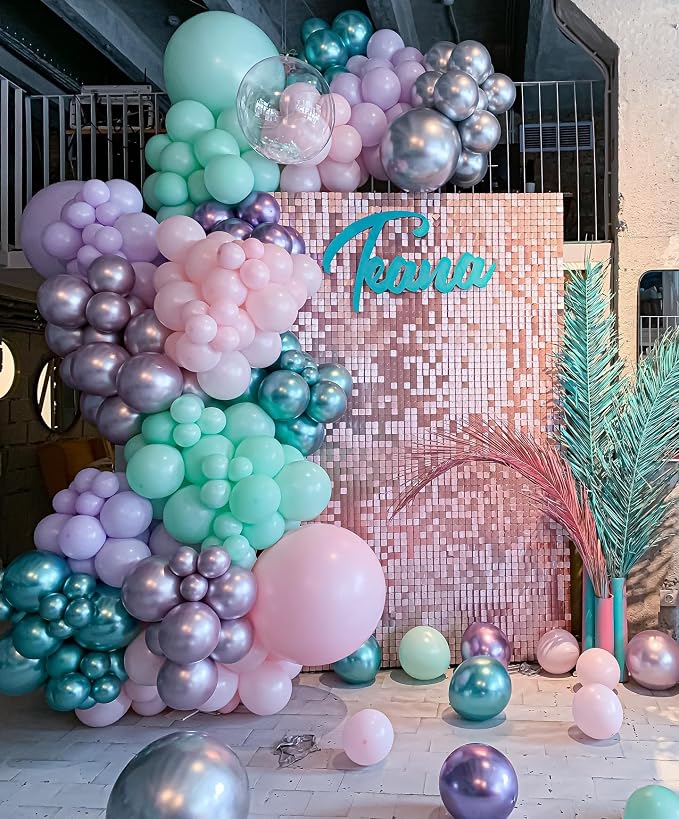 Mermaid Balloons, 12 Inches Purple and Green Balloons Teal Purple White - Image 6