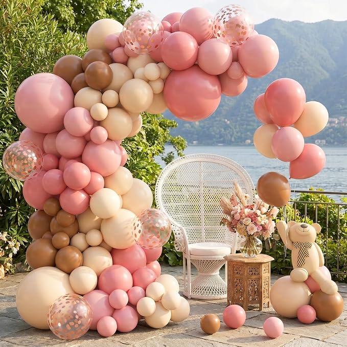 Amandir 153 Pcs Boho Balloon Arch Garland Kit | Retro Dusty Rose Pink Blush - Image 7