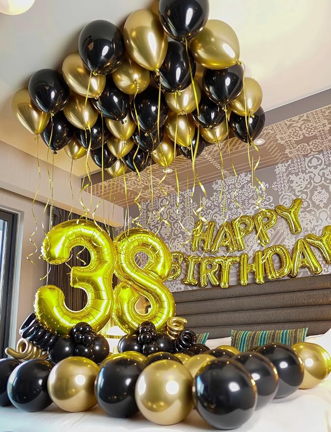 Black and Gold Balloons, Latex Balloons - Image 2