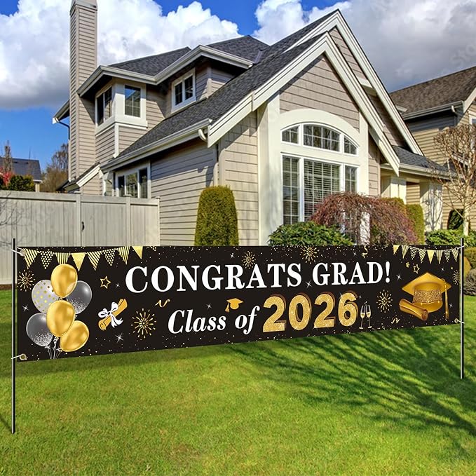 2026 Graduation Decorations Congrats Grad Class of 2026 Banner by Racenaf