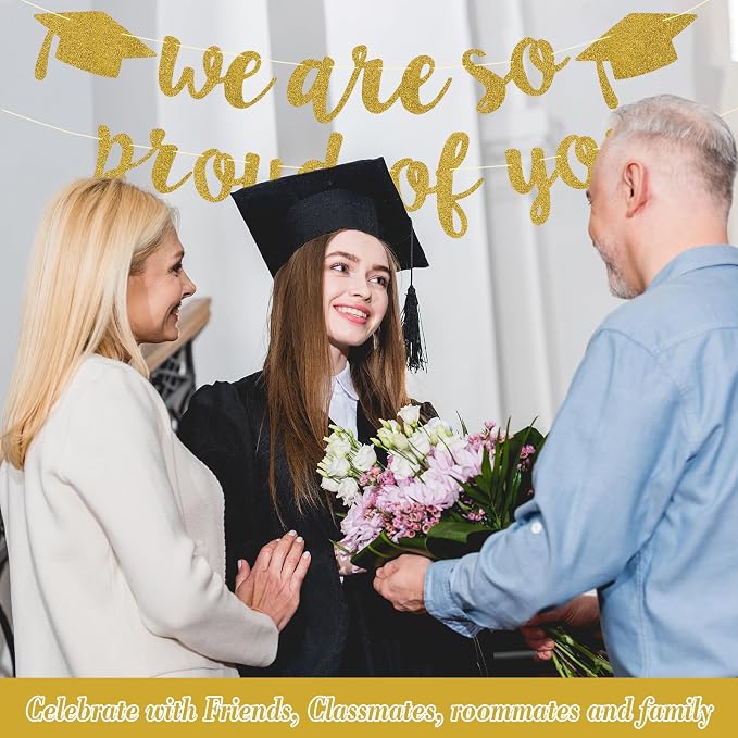 2026 Graduation Decorations Pre-Strung Blingbling We Are So Proud of You Banner - Image 4