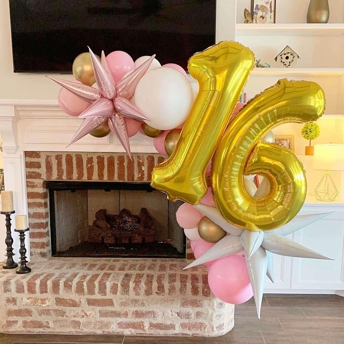 Gold 19 Number Balloons, 40 Inch Giant Number 19 Balloons Foil Mylar Helium - Image 3