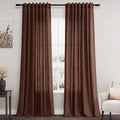 Rustic Brown Linen Curtains Semi Sheer 96 Inches Long 2 Panels Set by Nanspring