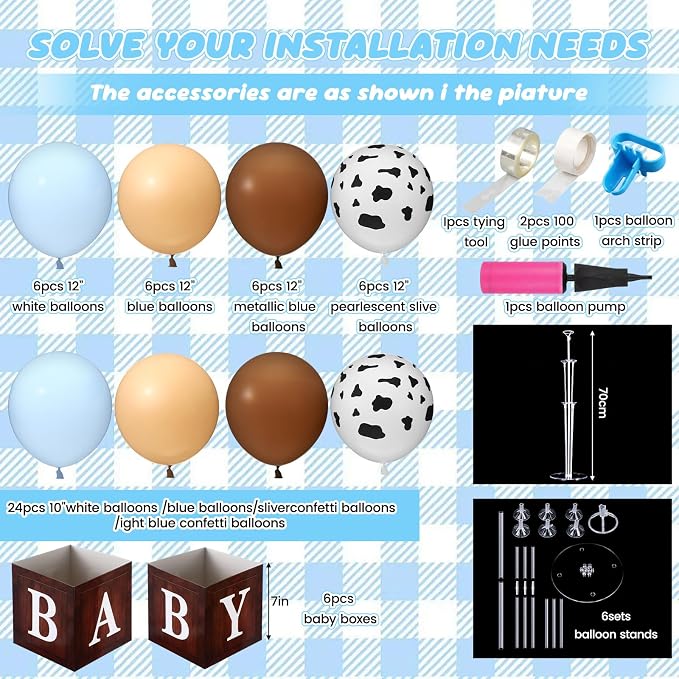Blueweenly 6 Sets Cowboy Baby Shower Table Centerpieces Western Baby Shower - Image 2