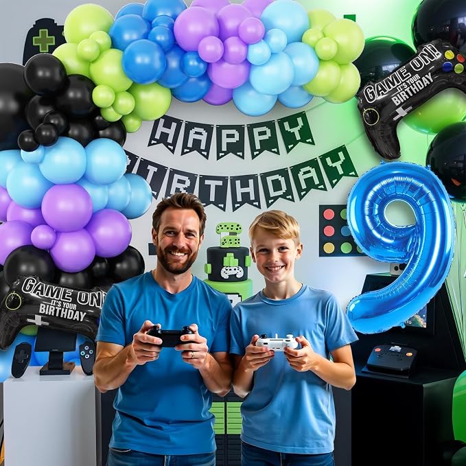 9th Birthday Video Game Balloons Arch, 9th Party Balloons Garland Kit 9th Game - Image 5