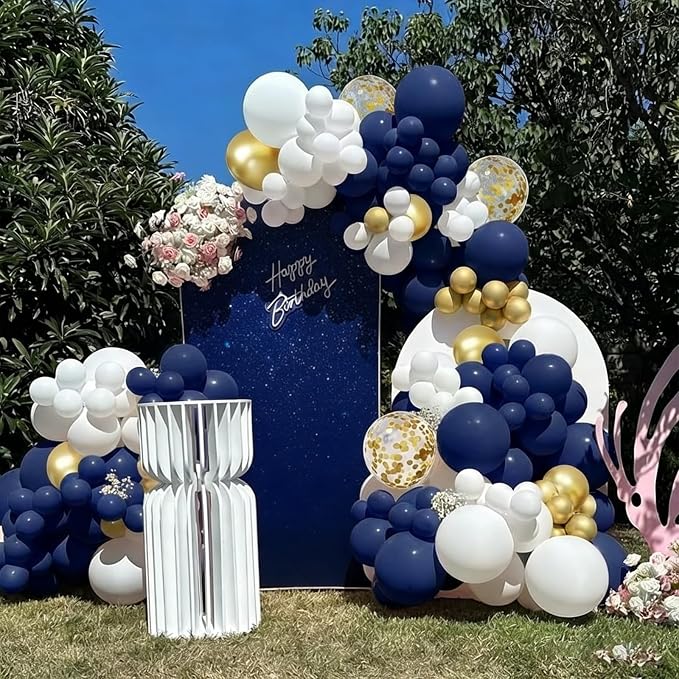 Navy Blue and Gold Confetti Balloons - Image 4