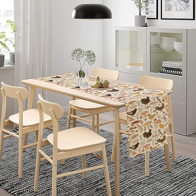 Mushroom Table Runner,Retro Natural Plant Famhouse Table Runner for Kitchen Dining Table Home Party Decoration 13x60 Inch