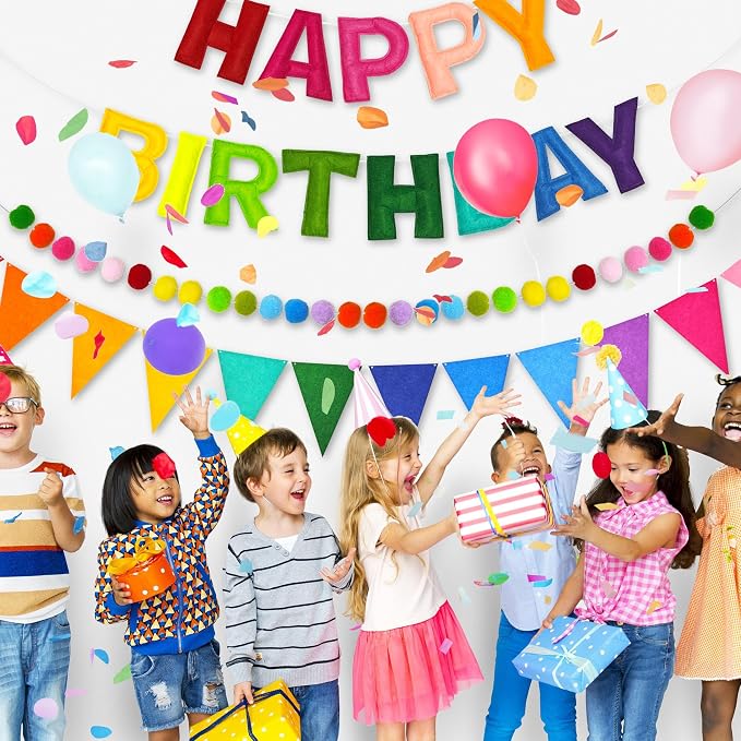CANREVEL 3 PCS Pre-Strung 3D Happy Birthday Banner Decorations, Rainbow | - Image 6