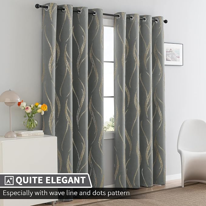 Yakamok Grey Light Blocking Curtains - Image 2
