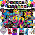 90s Birthday Party Decorations Includes Backdrop, Honeycomb Centerpieces by QIYANPAX