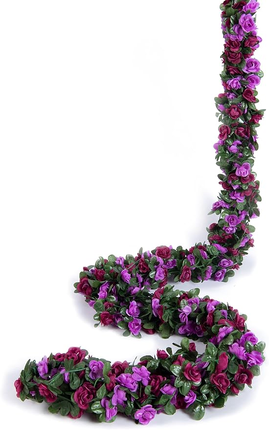 Artificial Flower Garland 8pcs 8.2ft Rose Vine Decor, Hanging Faux Roses String - Image 8