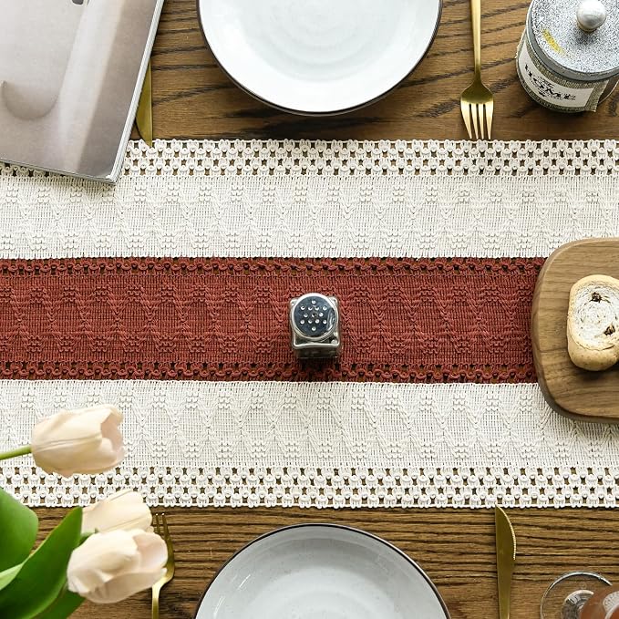 Artoid Mode Caramel Farmhouse Rustic Table Runner 12x120 Inch | Seasonal - Image 3