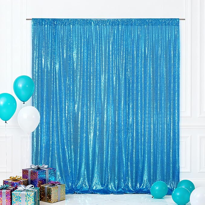 Eternal Beauty Turquoise 3mm Sequin Backdrop 10x10 Ft by EternalBeauty