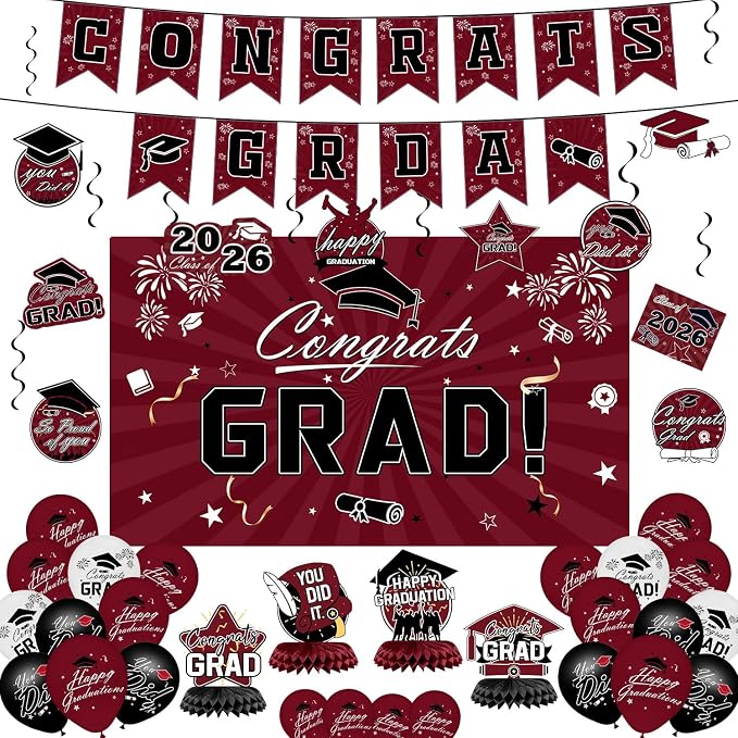 Graduation Decorations 2026 Set by BringWarmandGiftstoFamily