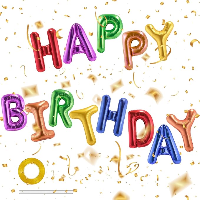 CANREVEL Happy Birthday Banner Decorations + 12Pcs Balloons, Rainbow | 13pcs 16 by CANREVEL