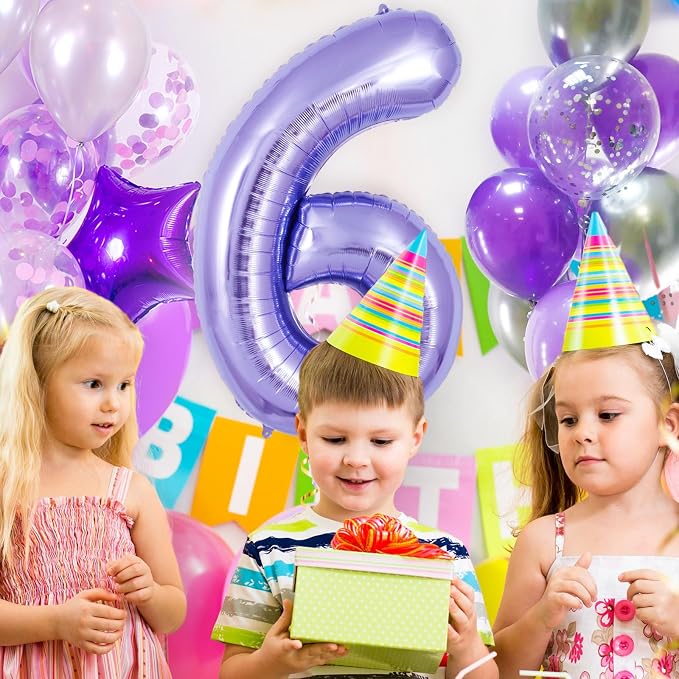 Purple Number 6 Balloon 40 Inch, Big Large Foil Helium Number Balloons - Image 4