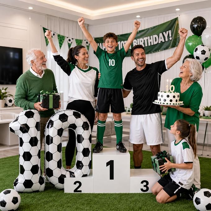 Soccer 10 Balloon Number, 40 Inch Soccer Number 10 Foil Balloon - Image 6