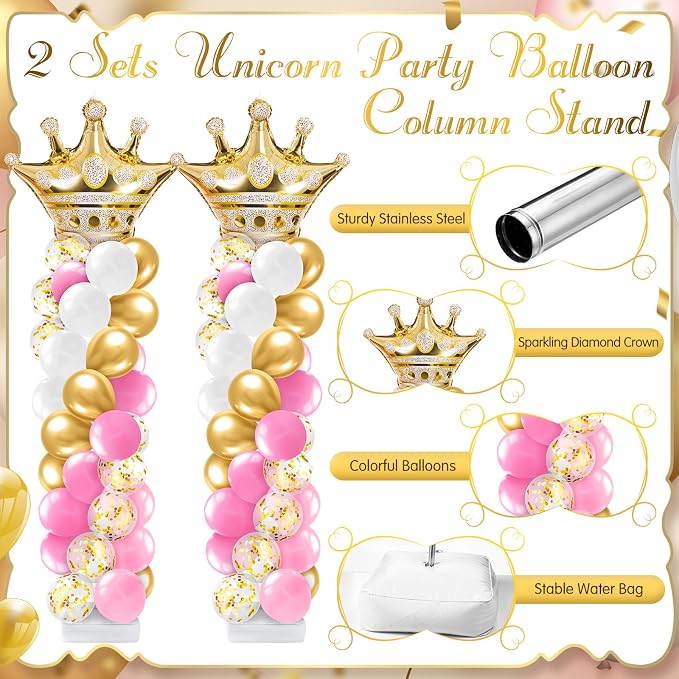Kasyat 2 Sets Princess Party Balloon Column Stand Kit - Image 4
