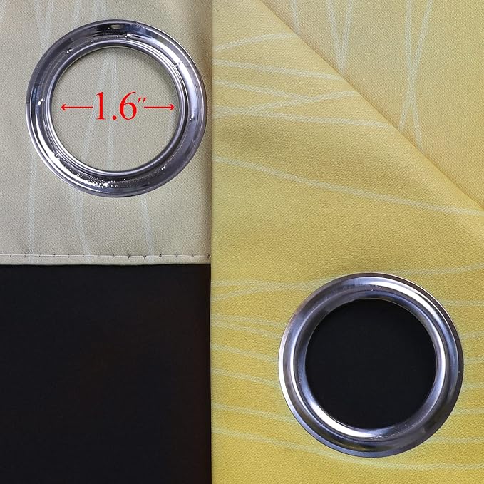 Grey and Yellow Blackout Curtains 84 Inch Length 2 Panels Set, 100% Blackout - Image 7