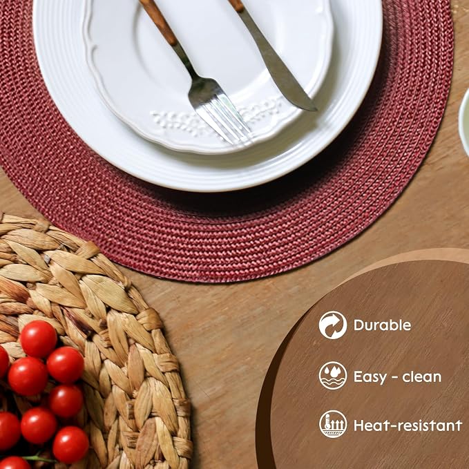 FunWheat Round Braided Placemats Set of 4 Table Mats - Image 3