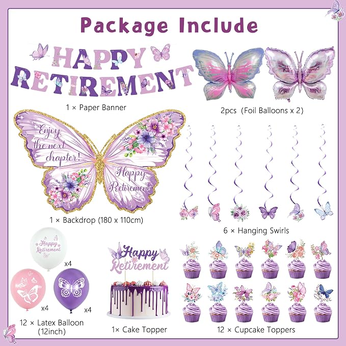 Roetyce Butterfly Retirement Decorations, Office Home Butterfly Themed Party - Image 2